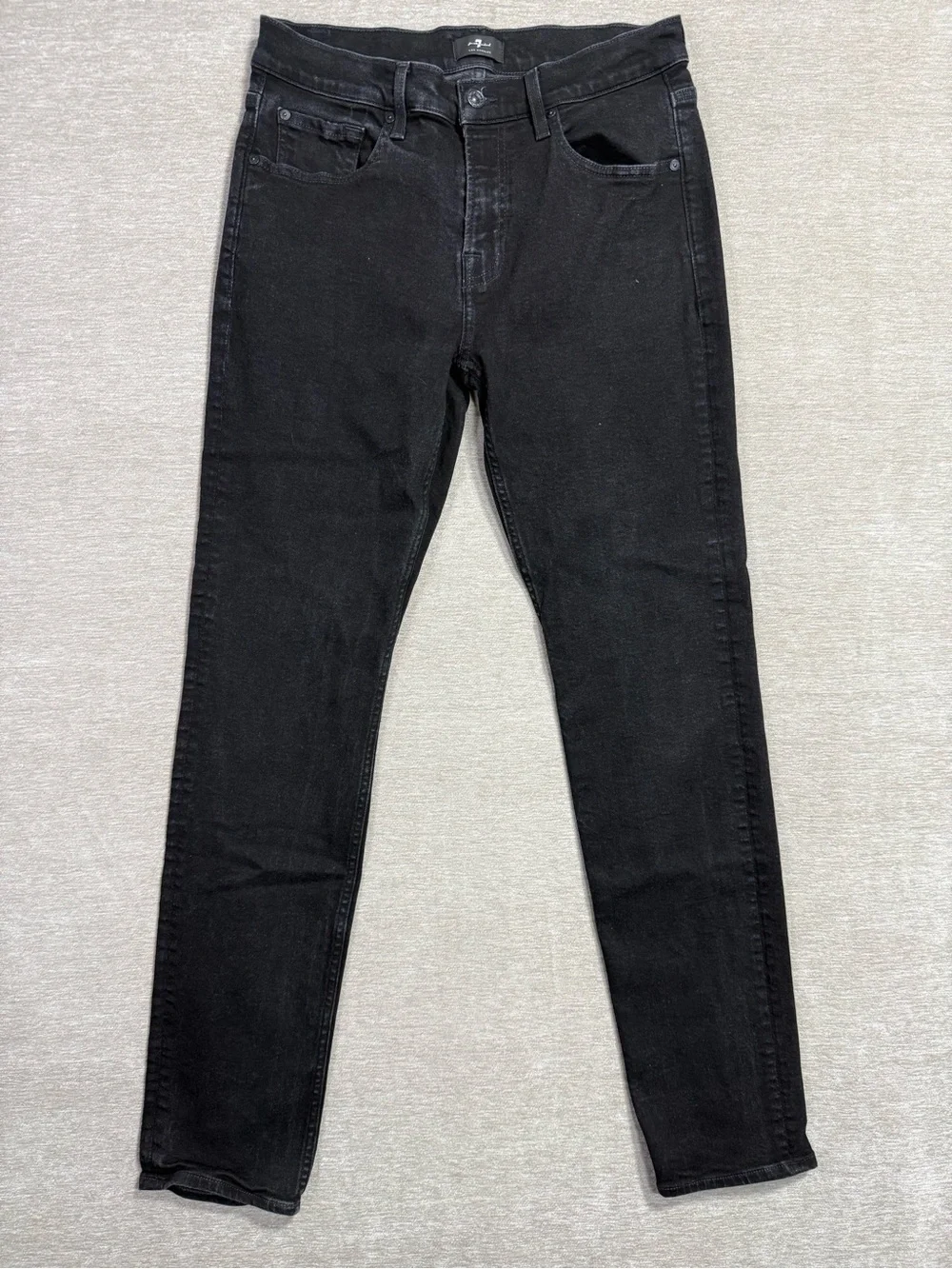 7 For All Mankind Men’s Black Slim Straight Jeans Size 32 Stretch Denim